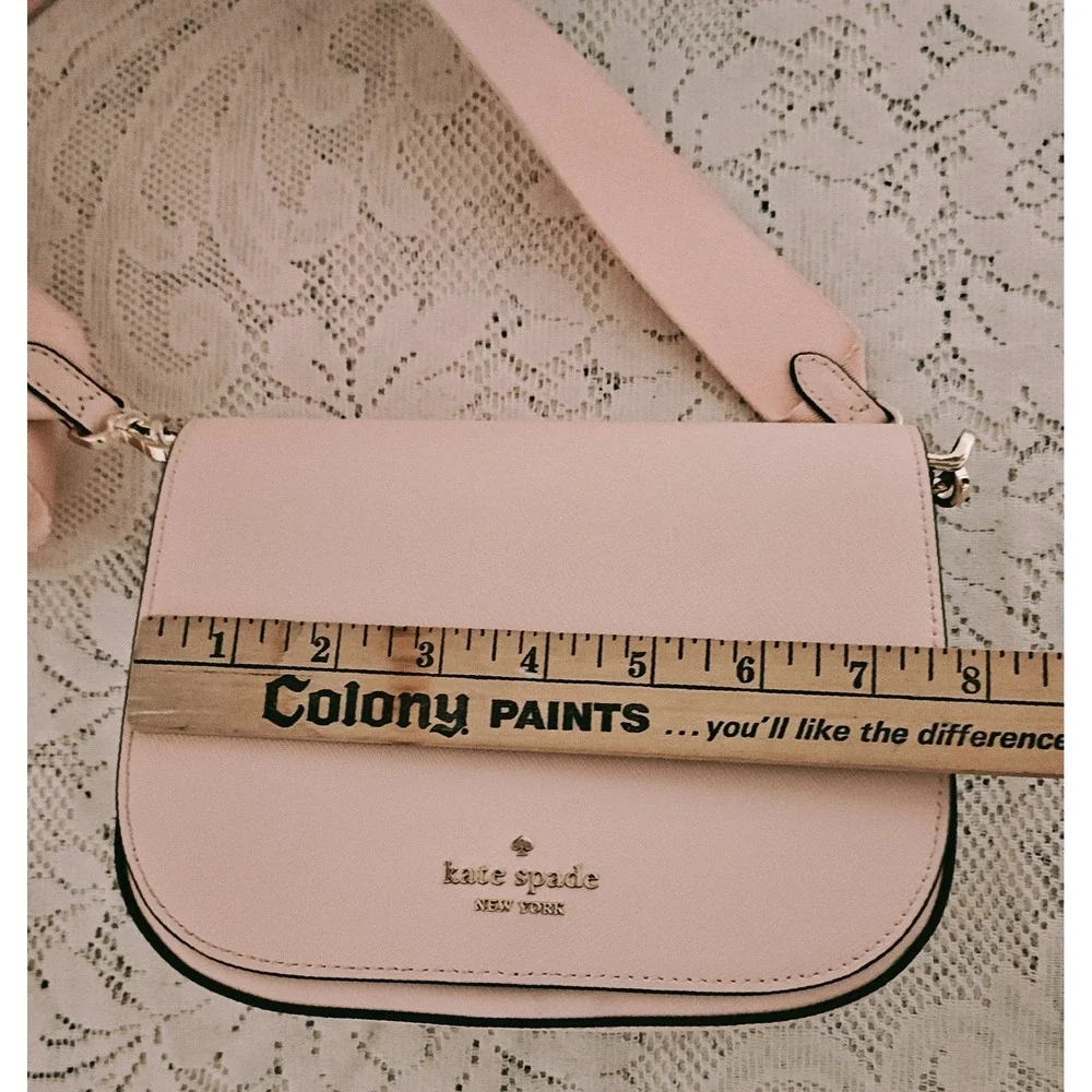 Kate Spade Madison Saddle Bag Light Pink Saffiano Leather Purse Pre Owned